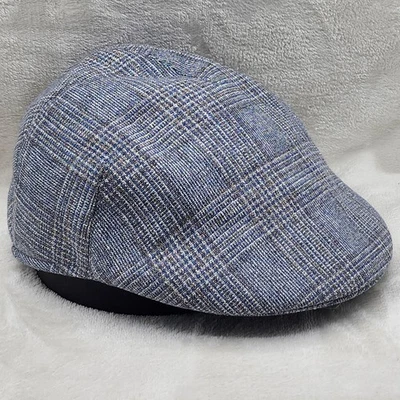 Gorra Glen a Cuadros Newsboy Ajustada Para Hombres 59 Azul Gris Seda Lana Gorra Plana Hiedra Foto 1 de 4