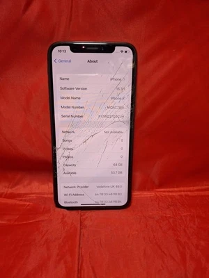 Apple iPhone x 64GB, Grey, Unlocked Cracked Front And Back  - Image 1 of 4