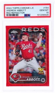 2024 Topps Chrome Logofractor Rosso #154 Andrew Abbott RC ROOKIE 5/5 PSA 10 colori! - Foto 1 di 2