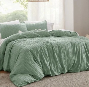 Bedsure Striped Boho Duvet Cover Queen Size (Green, 90" x 90") New - Picture 1 of 6