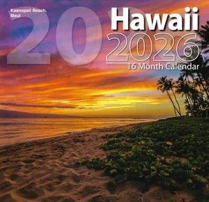 Calendario de pared 2026 Hawaii 16 meses (septiembre 2025 - diciembre 2026) 12"x12" - Imagen 1 de 2