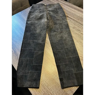 Pantalones boho vintage Tempesta de cuero genuino con retazos para mujer talla 10 gamuza negra Foto 1 de 4