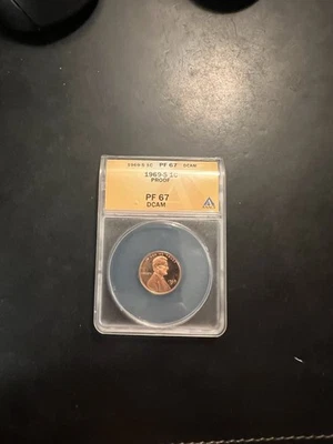 1969-S PF 67 RD Deep Cameo ANACS United States 1c Lincoln Memorial Cent DCAM - Image 1 of 4