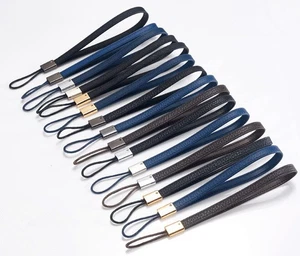 Cartera monedero de cuero de vaca para hombre bolso de muñeca asa correa de cordón - Imagen 1 de 19