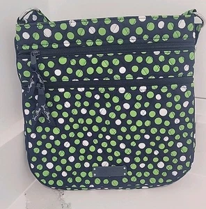 Vera Bradley Triple Zip Hipster Crossbody Bag in Lucky Dots Navy Lime Green - Picture 1 of 6