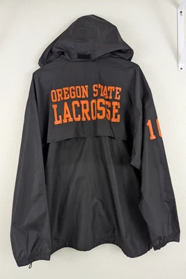 Nike Team sz L Oregon State 16 Lacrosse Windbreaker Hoodie Jacket black 3616 - Image 1 of 4