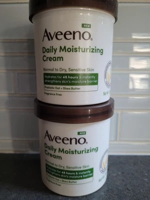 2 Aveeno Daily Moisturizing Body Cream Lotion Dry Sensitive Skin Oat Shea 15 oz  - Image 1 of 4