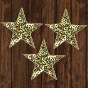 Sequin Star Embroidered Patch — 3-Pack — Iron On - Picture 1 of 1
