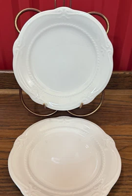 Set of 2 Southern Living at Home Gallery Embossed Scalloped White Salad Plates - Image 1 of 4
