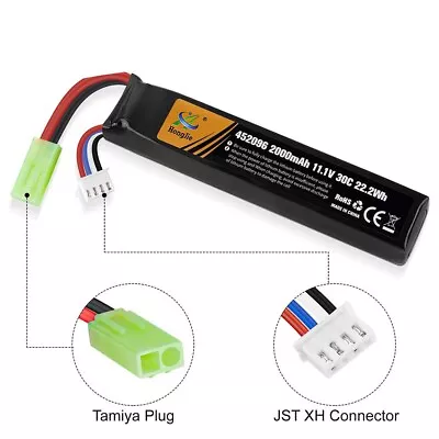 2000mAh 11.1V 30C Airsoft Rechargeable Hobby LiPo Battery Mini Tamiya Connector