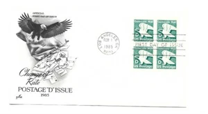 2111 'D' (22c) Non Denominated Eagle ArtCraft block of 4 FDC - Picture 1 of 1