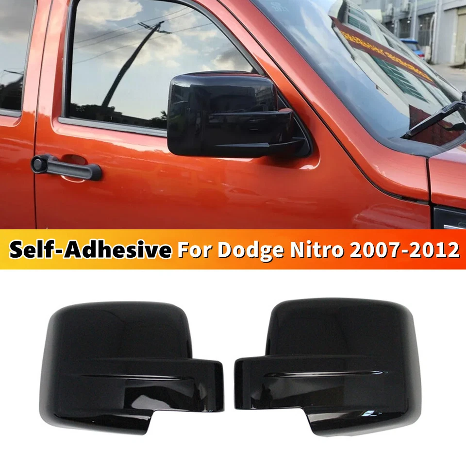Tapa de embellecedor de cubierta de espejo retrovisor lateral negro brillante para Dodge Nitro 2007-2012 Foto 1 de 4