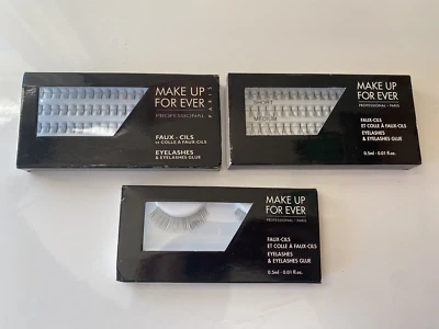 Make Up For Ever Set 3 False Eyelashes Black  Strip#106 Clusters#155 Single#101 - Image 1 of 4