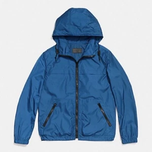 NWT Coach F85806 Marine Blue Hooded Packable Windbreaker Men’s Jacket Size XXL - Picture 1 of 12