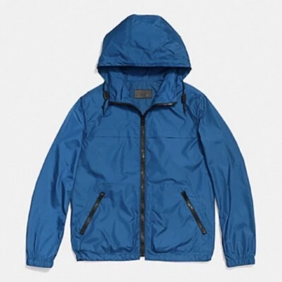 NWT Coach F85806 Marine Blue Hooded Packable Windbreaker Men’s Jacket Size XXL - Image 1 of 4