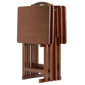 WINSOME WOOD End n' Side Tables 19.06" Solid Wood Snack Table Walnut 5-Piece - Picture 1 of 9