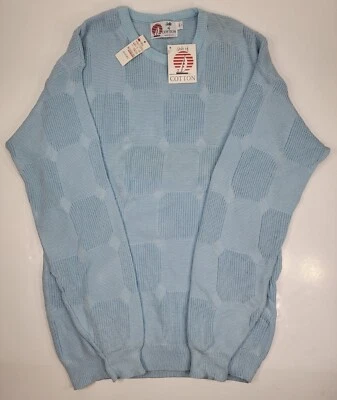 NEW VTG 90s Isle Of Cotton Mens Sweater Large Tall LT Knit USA Made Pullover NWT - Image 1 of 4