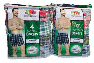 2 Packages Mens Boxer Briefs Fruit of the Loom 2XL 4 Pack Tag Free Relaxed Fit