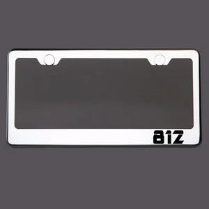 Polish Mirror License Plate Frame 812 Laser Etched Metal Screw Cap - Picture 1 of 8