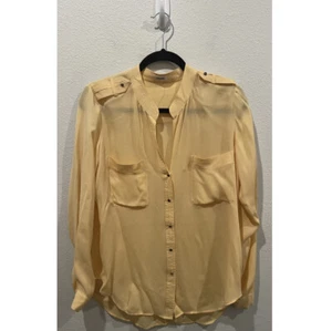 L'AGENCE Yellow Sheer Silk Long Sleeve Blouse Size 4 - Picture 1 of 10