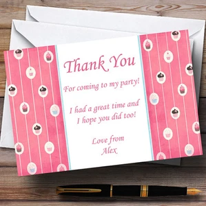Pretty Pink Cupcakes Vintage Tea Personalised Party Thank You Cards - Picture 1 of 1
