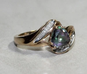 Anillo solitario de topacio y diamantes de oro amarillo 10K con acentos 1,2 TCW $850 (AP 003) - Imagen 1 de 5