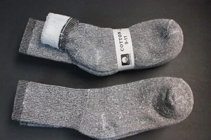 4 Pair TERRY Top 9-11 BLACK GRAY Crew Socks Cotton Athletic Socks MEDIUM THICK - Picture 1 of 10