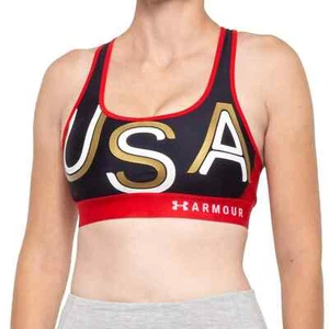 Women's Under Armour Medium Impact Crossback USA Printed Sports Bra Size SM - Picture 1 of 2