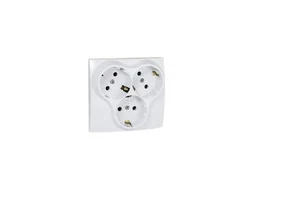 Enchufes Schuko empotrados de 3 vías contacto de protección enchufe de instalación IP20 - Imagen 1 de 2