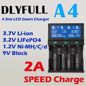 DLYFULL A4 Ultra-Fast 2.0A D Size Li-ion AA AAA NiMH LCD Charger 26650 - Picture 1 of 7