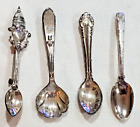 Lot Of 4 ? Antique Mini Sterling Spoon Pins Brooches ? 2+? Ea, Family Estate