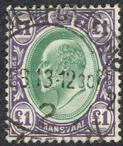 1910-13 Transvaal used in Orange River Colony £1 SG Z192 VFU Bloemfontein CDS - Picture 1 of 1