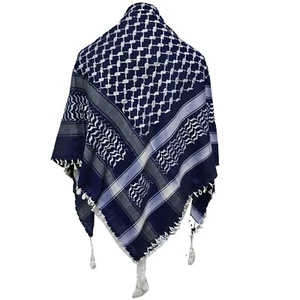 Unisex Azul Marino Gris Blanco Árabe Bufanda Envoltura Arafat Keffiyeh Yashmagh - Imagen 1 de 2