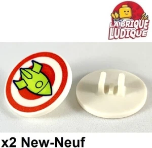 Lego 2x Road Sign Panel Rocket Round 2x2 White/White 30261pb039 New - Picture 1 of 1