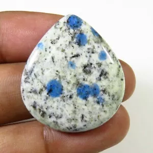 Pietra preziosa azzurra diaspro K2 31x28 mm pera lucida liscia cabochon naturale KA-04 - Foto 1 di 9