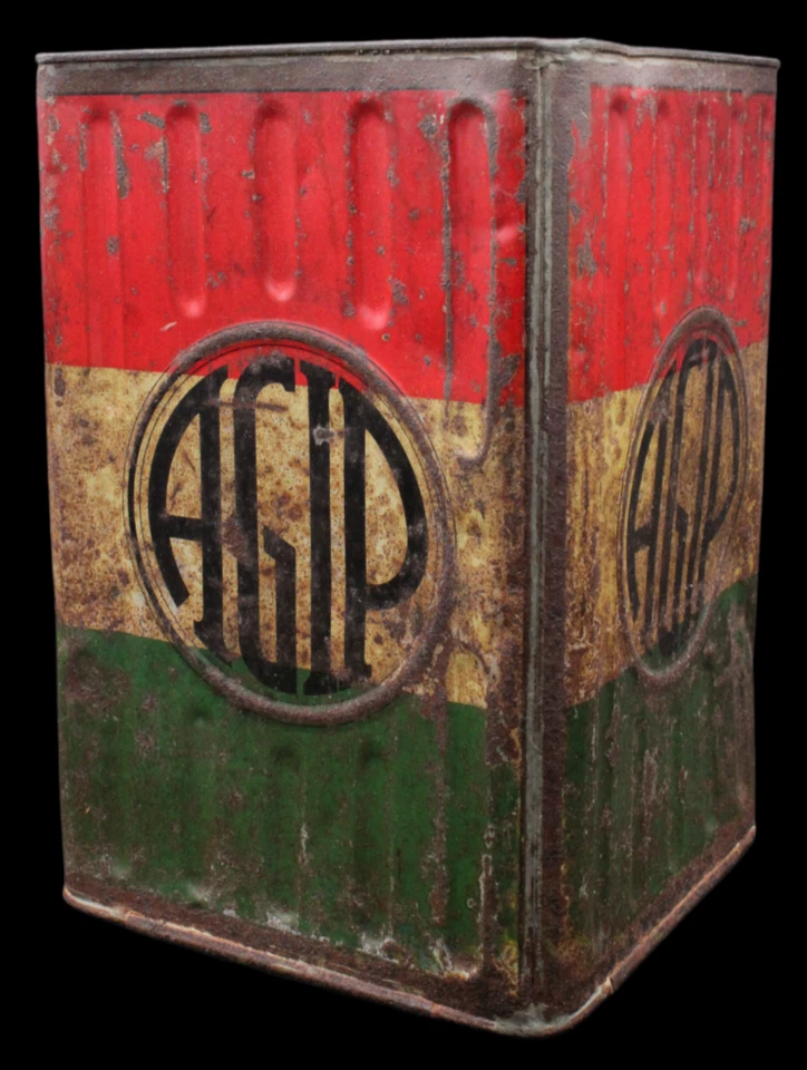 Ancien Bidon Italien Boite Huile Gaz Benzina AGIP Auto Motor Oil Tin No Shell - Photo 1/4