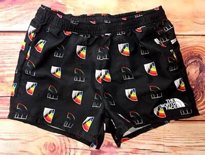 The North Face Girls FlashDry Black Rainbow Shorts Small 7/8 - Picture 1 of 4