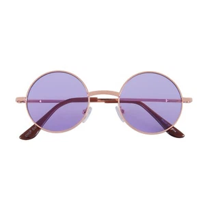 KIDS CHILD SIZE ROUND SUNGLASSES PURPLE COLORED LENS HIPPIE TRENDY CIRCLE UV400 - Picture 1 of 5