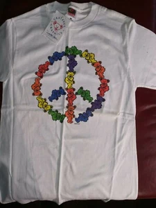 NWT Classic SS White T-Shirt 2002 Grateful Graphics Dancin' Bear Peace Sign - Picture 1 of 4