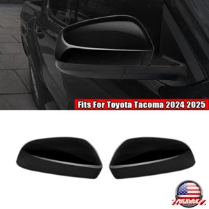 2x Glossy Black Side Door Rearview Mirror Cover Trim For Toyota Tacoma 2024 2025 - Foto 1 di 8