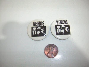 WEIRDOS BUTTON LOT OF 2 VINTAGE 1980'S PUNK HARCORE JOHN DENNEY - Picture 1 of 1
