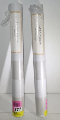 2 Laura Ashley Lille Pearlescent Shimmer Stripe Silver Gray Wallpaper Rolls - Image 1 of 4