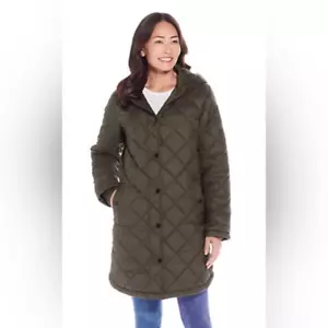 NWT WEATHERPROOF Womens Quilted Puffer Jacket Olive Green Size M $140 1B275 - Picture 1 of 5