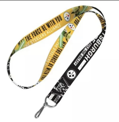PITTSBURGH STEELERS STAR WARS YODA DARTH VADER DOUBLE SIDED LANYARD 1" W 20" L Cover