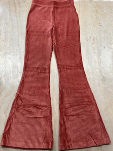Aerie Groove On Burnt Orange Velour Ribbed Flare Pants High Rise Sz S NWT - Picture 1 of 5