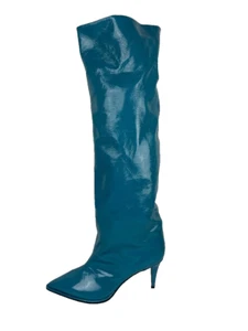 Tamara Mellon Trinity Women's EU 41 Knee High 75 Turquoise Patent Leather NWOB - Picture 1 of 10