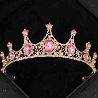 Pink Crystal Tiaras And Crowns Rhinestone Pro...