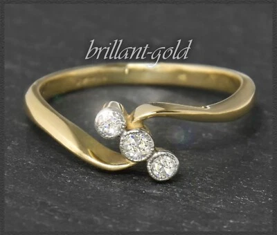 Antiker 0,20ct Diamant Bandring aus 750 Gelbgold & Platin, Damenring um 1900 - Bild 1 von 4