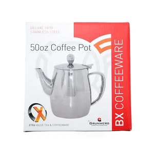 GRUNWERG BX RANGE STAINLESS STEEL POLISHED FINISH 50OZ/1.4LTR COFFEE POT BXC-050 - Picture 1 of 7