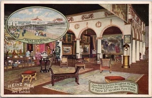 1910s ATLANTIC CITY New Jersey Postcard "HEINZ PIER - Interior View Art Exhibit" - Picture 1 of 2